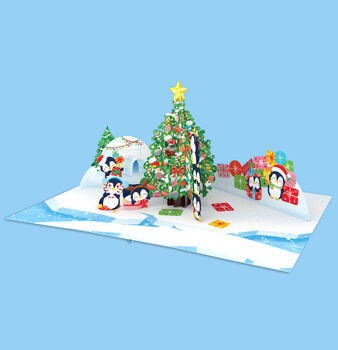 Penguins Christmas 3D Pop Up Card, 2 of 4