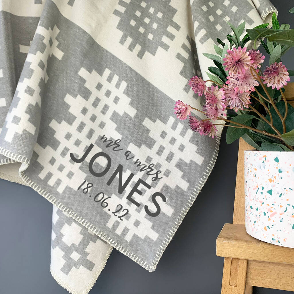Personalised Couples' Welsh Blanket Throw By Adra
