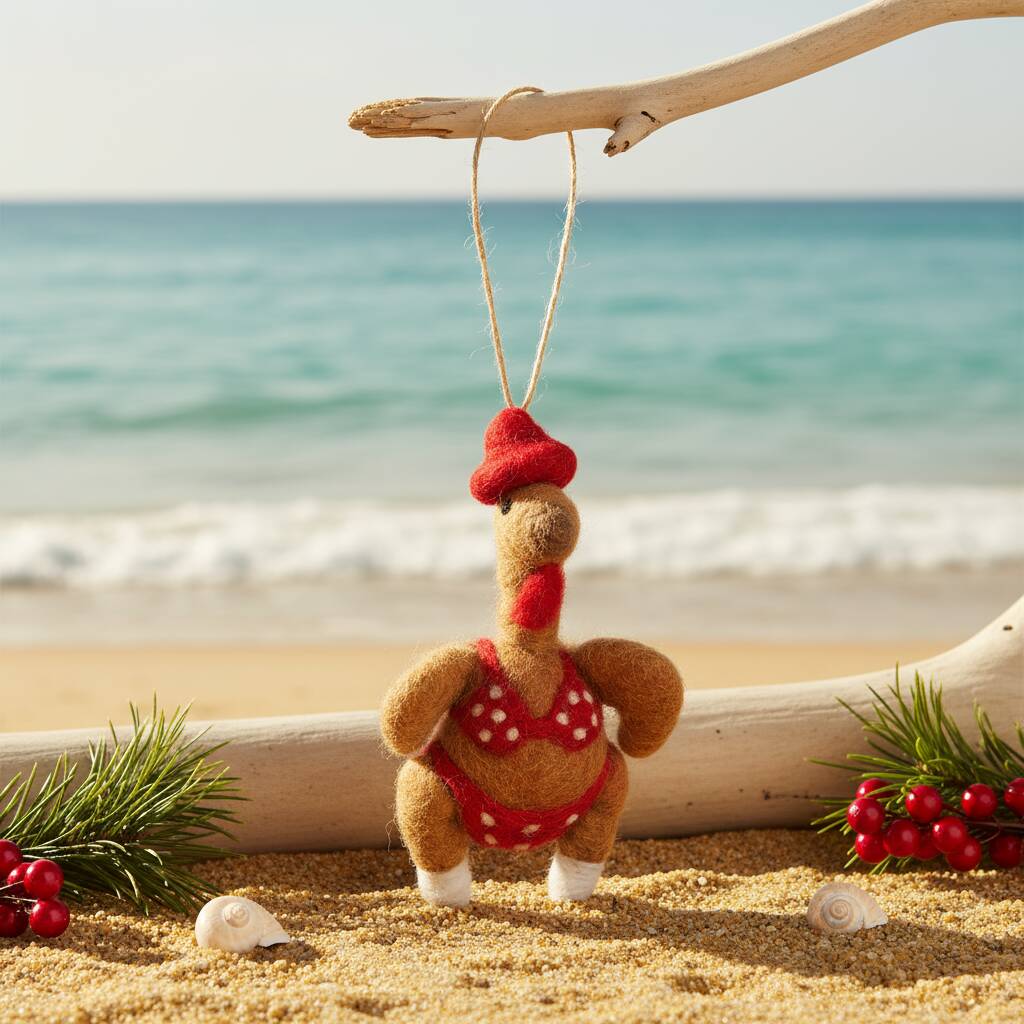 Handmade Felt Sizzlin' Turkey Hanging Decoration, 1 of 5