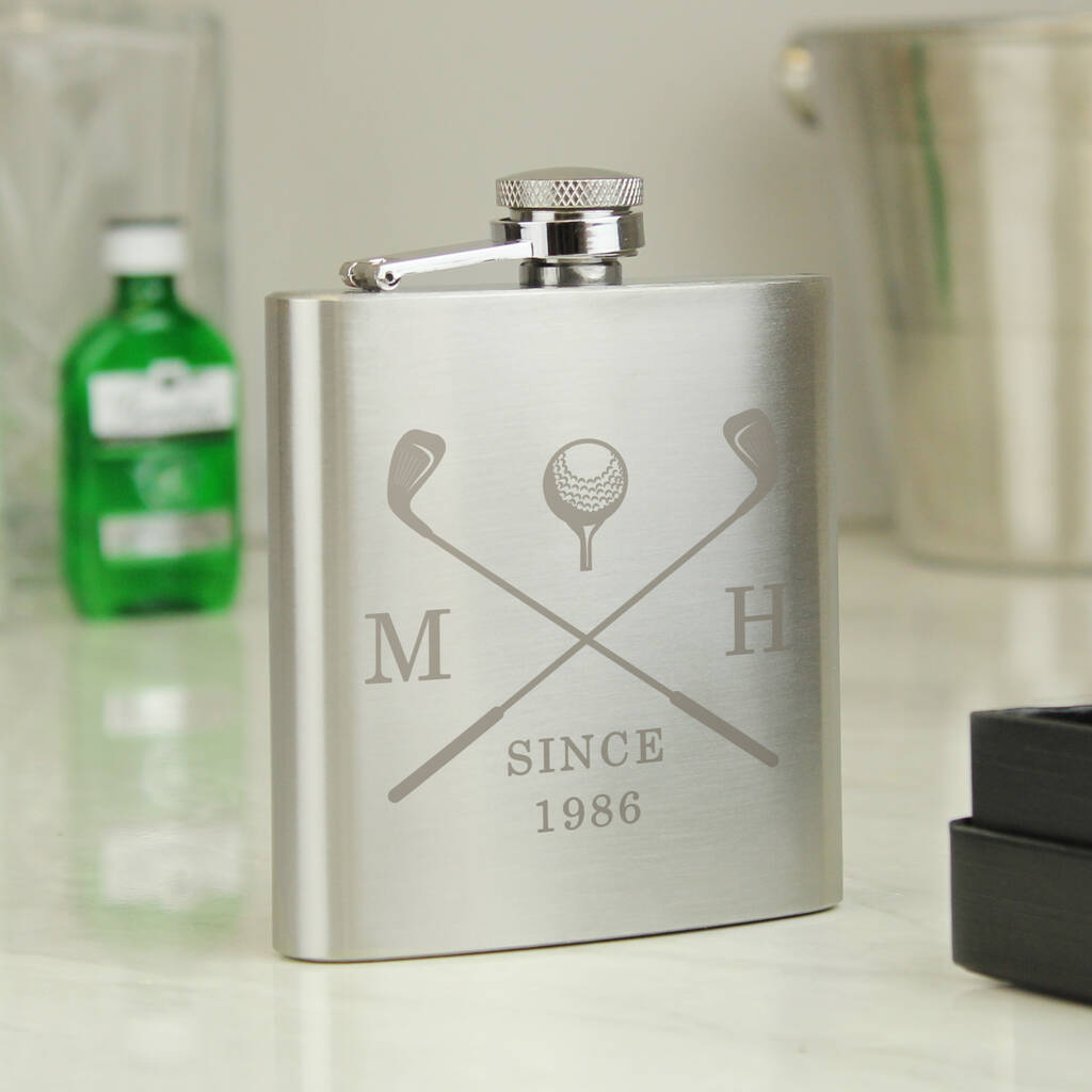 Personalised Golfer Hip Flask, 1 of 2