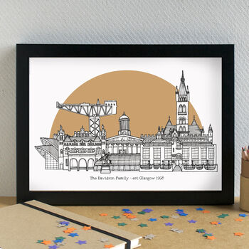 Glasgow Landmarks Skyline Art Print Unframed, 2 of 5