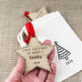 First Christmas As Mummy And Daddy Personalised Wooden Star Christmas Decorations, thumbnail 4 of 5