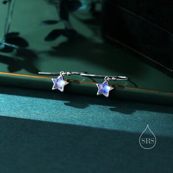 Moonstone Star Dangle Stud Earrings In Sterling Silver, 4 of 11
