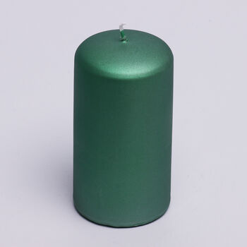 G Decor Grace Forest Green Metallic Shine Pillar Candle, 5 of 7