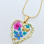 Dried Flowers Heart Necklace Small Hand Made, thumbnail 2 of 10