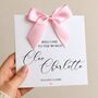 New Baby Girl Bow Card, Luxury Bow Card, Choice Of Colours Handmade Bow, thumbnail 1 of 3