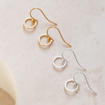 Silver Faceted Circle Drop Earrings, 3 of 4