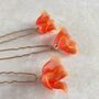 Red And Orange Flower Hair Pins, thumbnail 5 of 8