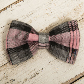 The Siddington Pink Checked Dog Collar Bow Tie, 4 of 5