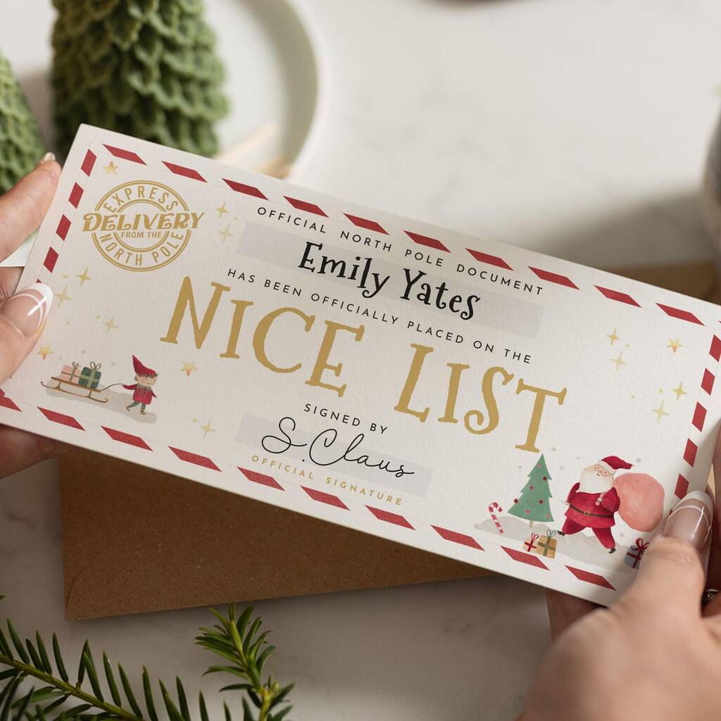 Personalised Santa Nice List Christmas Certificate, 1 of 4