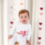 'My First Valentines' Embroidered Personalised Babygro Sleepsuit, thumbnail 2 of 4