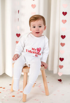 'My First Valentines' Embroidered Personalised Babygro Sleepsuit, 2 of 4