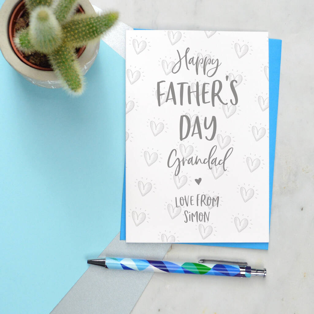 Grandad Father's Day Card With Heart Detail By Pink And Turquoise