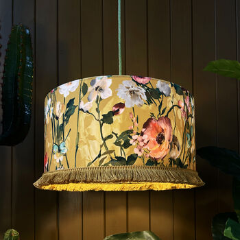 Honey Lampshade With Gold Lining And Fringing, 3 of 11