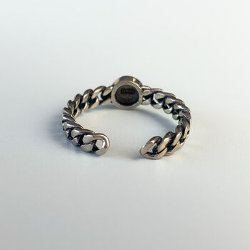 Sterling Silver Circle Detail Adjustable Ring, 3 of 4