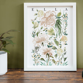 June Roses Birth Flower Print And Name, 3 of 4