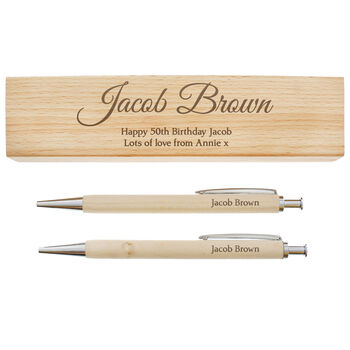 Personalised Message Wooden Pen And Pencil Box Set, 9 of 10