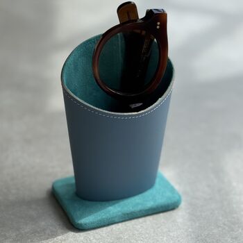 Personalised Recycled Leather Glasses Stand With Suede, 12 of 12