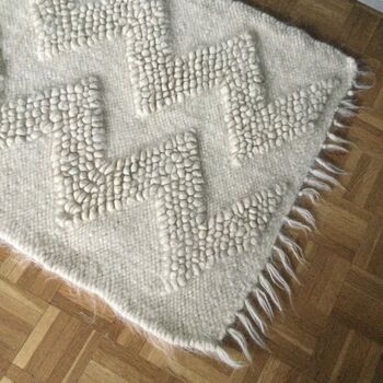 Scandinavian Style Zig Zag White Rug Wool Hand Loom, 4 of 12