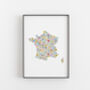 Floral Map Of France Print, thumbnail 4 of 4