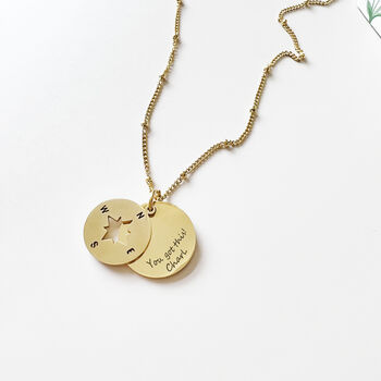 Personalised Compass Engraved Message Necklace, 3 of 8