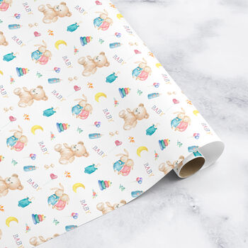 Gender Reveal Wrapping Paper Or Twins, Roll Or Folded, 2 of 4