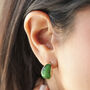 Small Green Resin Hoop Earrings In Gold Plating, thumbnail 1 of 5