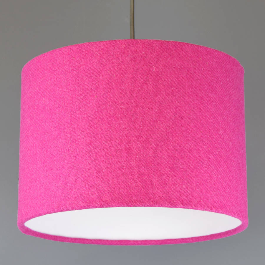 Hot Pink Harris Tweed Wool Lampshade, Bright Pink Lamp Shade