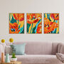 Set Three Wall Art Prints Abstract Tulip Meadow, thumbnail 3 of 7