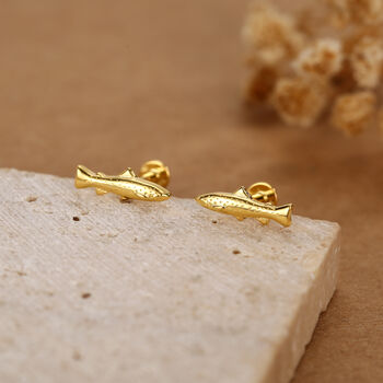 Sterling Silver Trout 16 G Flat Back Labret Earrings, 7 of 12