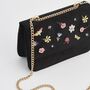 Floral Ditsy Embroidered Black Velvet Bag, thumbnail 4 of 5