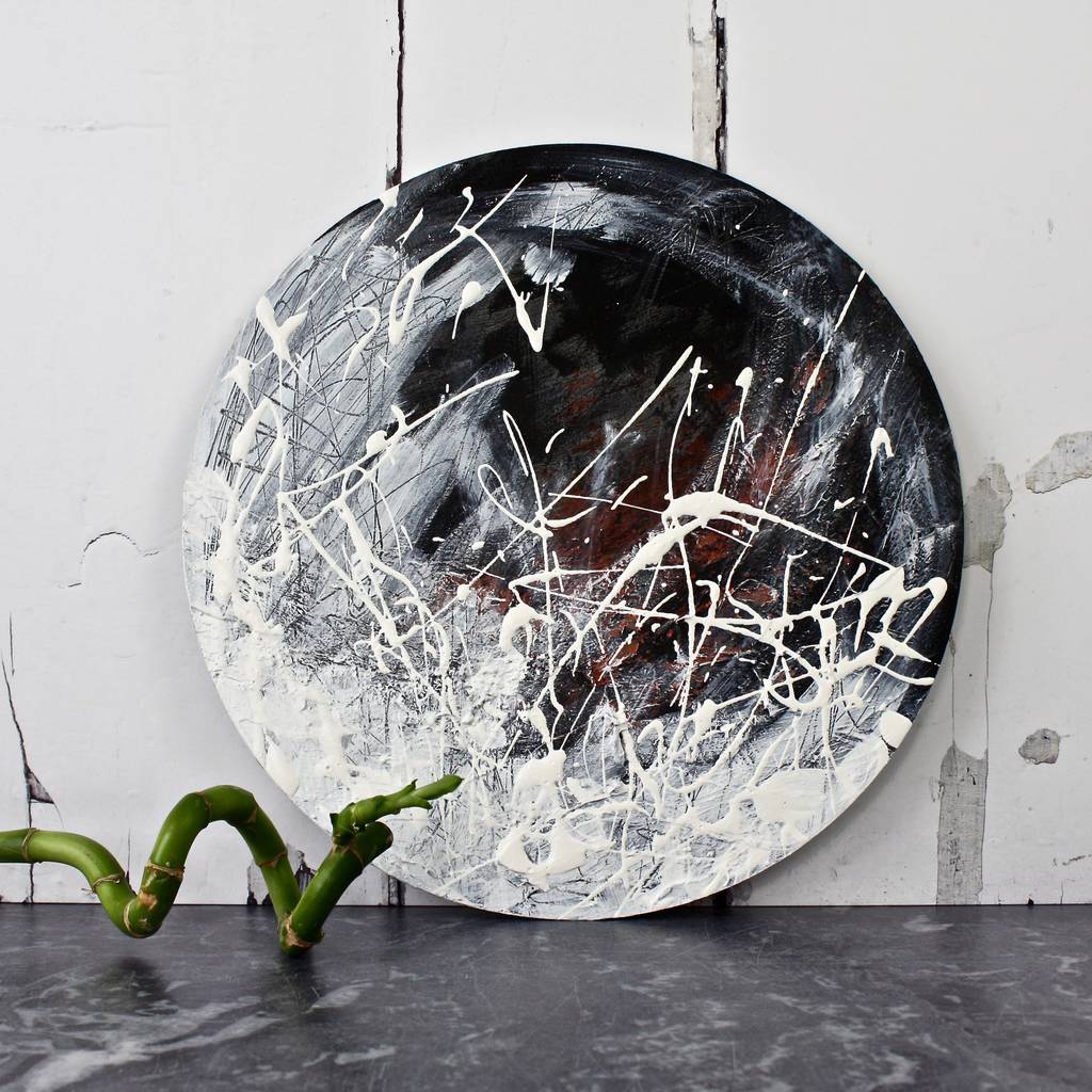 circular abstract painting 'snow storm' by adam regester design
