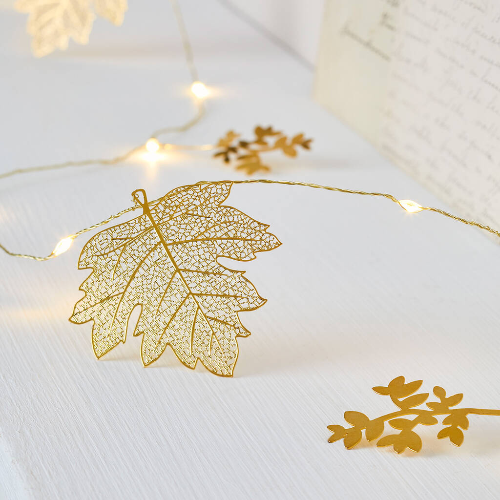 Gold Filigree Maple Leaf Fairy Lights