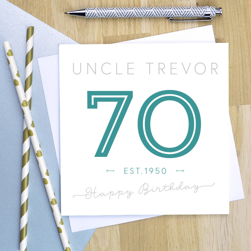 established 70th birthday card by pink and turquoise ...