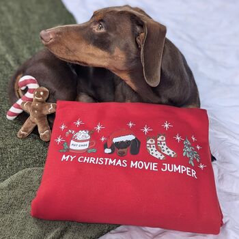 Personalised Dog Lover Christmas Movie Jumper, 5 of 12