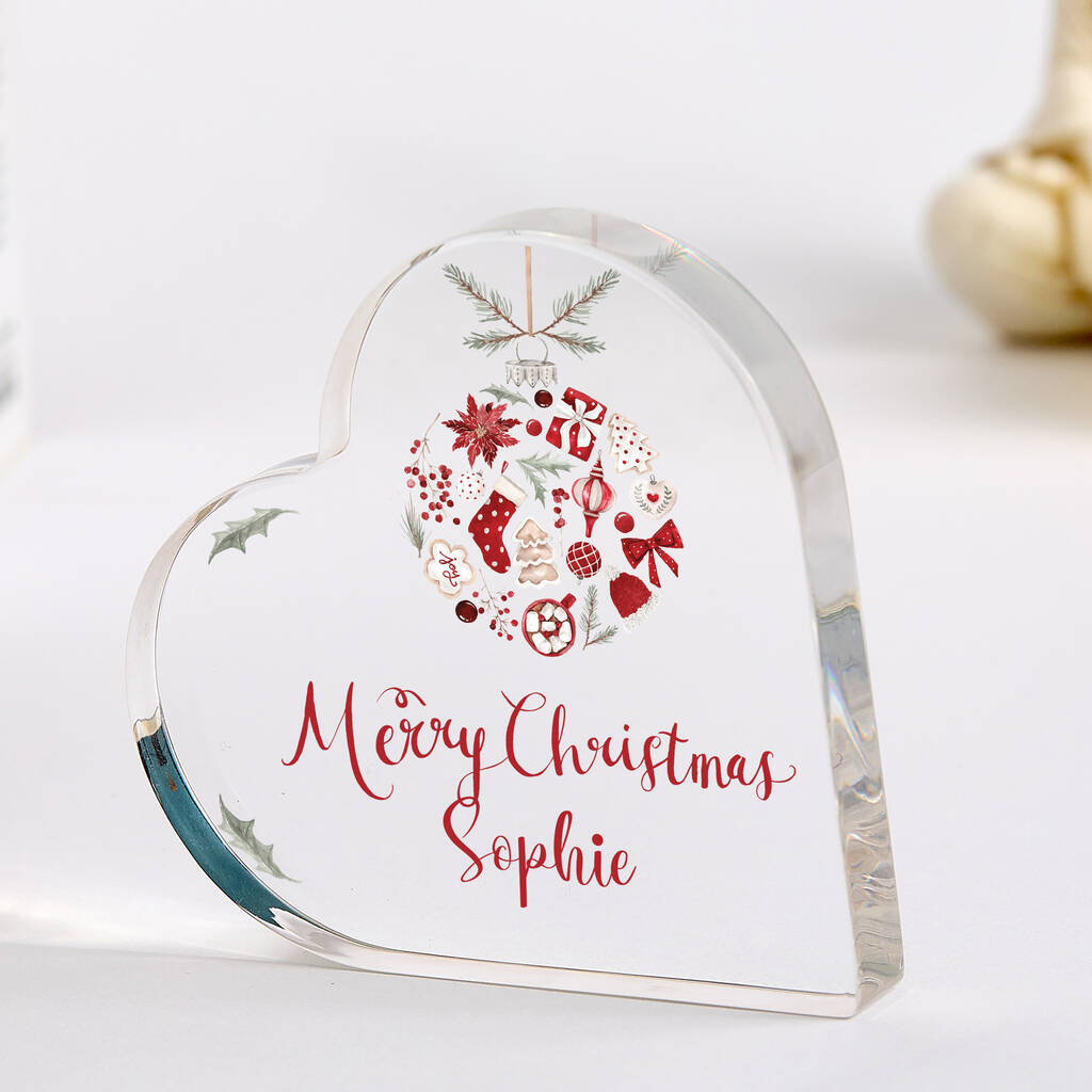 Personalised Christmas Heart Plaque Festive Gift, 1 of 5