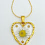 Heart Earrings With Daisies And Gold Beads, thumbnail 3 of 12