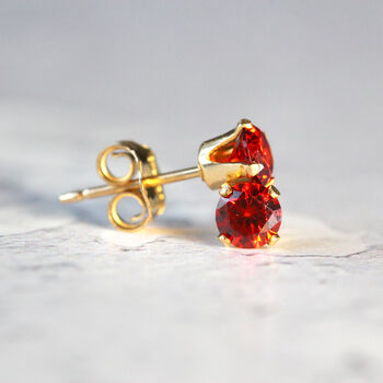 Red Crystal Stud Earrings In Silver And Gold Fill, 7 of 12
