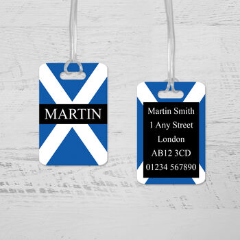 Personalised Scotland Flag Luggage Tag, 2 of 3