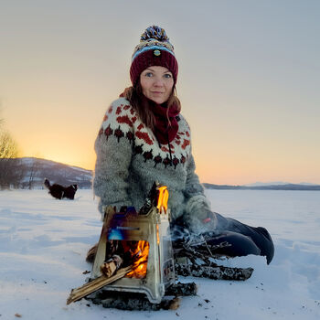 Claret And Blue Fairisle Reflective Super Bobble Hat, 4 of 4