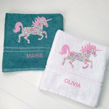 Personalised White Bath Towels With Liberty Print, 6 of 9