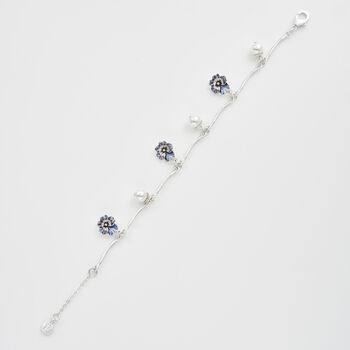 Silver Pansy And Pearl Charm Bracelet, 4 of 9