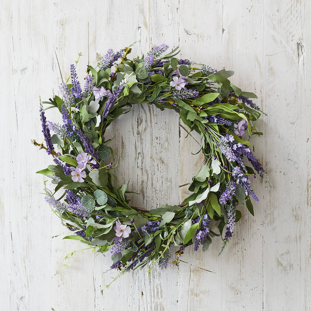 Artificial Lavender Spring Wreath, 1 of 2