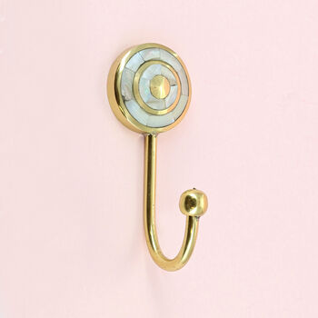 G Decor Mother Of Pearl Patterned Gold Brass Coat Hook, 7 of 11