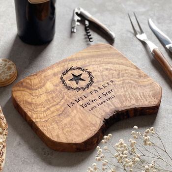 Personalised Olive Wood Wedding Gift Chopping Board, 3 of 11