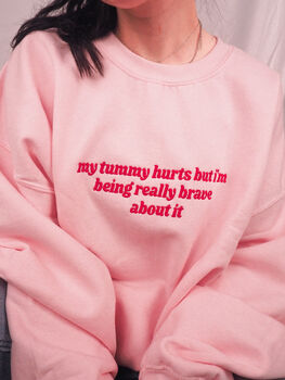 My Tummy Hurts Embroidered Crewneck Sweatshirt, 2 of 5
