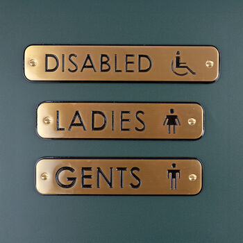 G Decor Premium Lacquered Satin Brass Door Sign Collection Engraved Symbols For Indoor Or Outdoor Display, 4 of 9
