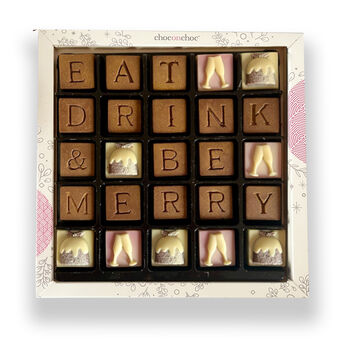 Eat, Drink And Be Merry Chocolate Message Box, 3 of 3