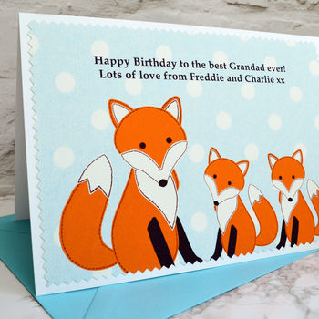 'Foxes' Personalised Birthday Card From Two Children, 2 of 4