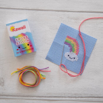 Kawaii Cloud Rainbow Mini Cross Stitch Kit, 3 of 9